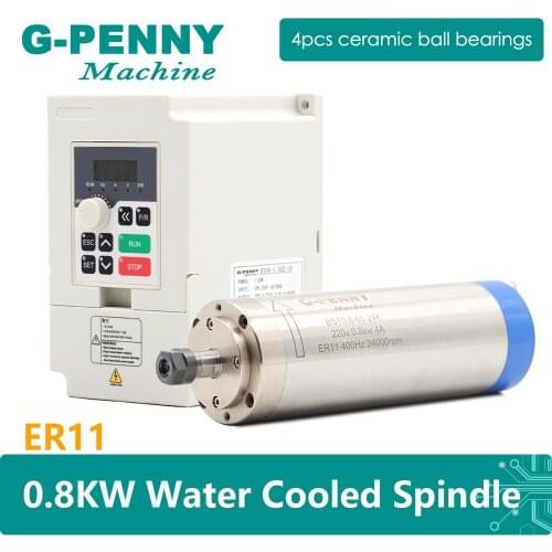 G-PENNY 800w ER11 CNC Water Cooling Spindle Motor Wood Working 4 bearings & 1.5kw Inverter / VFD Frequency Driver Speed Control