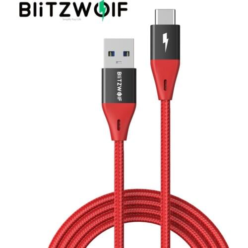 BlitzWolf BW-TC22 3A USB-C to USB 3.0 Nylon Braided Cable 3ft/6ft 5Gbps Data Transfer Cord for Samsung Galaxy S21 Note