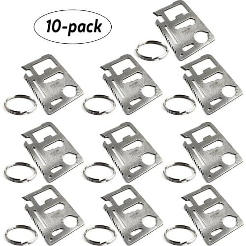 10pcs 11 Function Credit Card Size Survival Pocket Tool & Keyrings Outdoor Hunting Survival Camping Military Credit Card Knife