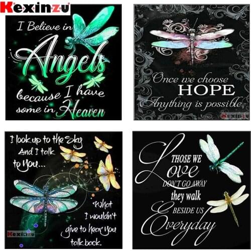 KEXINZU 5D DIY Diamond Painting Full Square Animal Diamond Embroidery Dragonfly Hope Rhinestones Mosaic Handmade Home Decoration