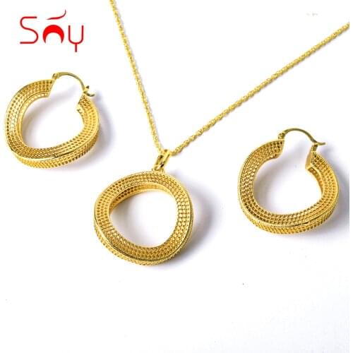 Sunny Jewelry Sets Fashion Copper Round New Design Earrings Pendant High Quality For Women Geometric Wedding Party Gifts Trendy