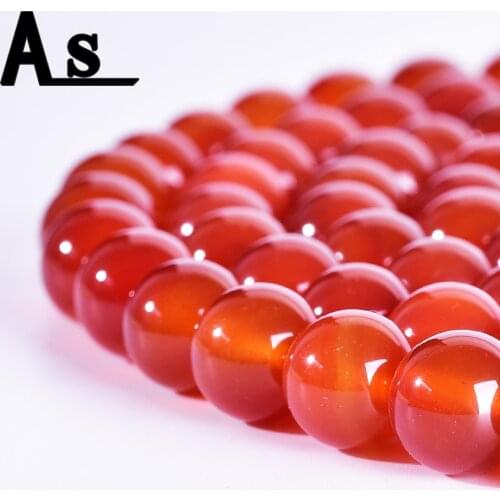 Asingeloo Natural Stone Carnelian Round Beads Red Agat 4 6 8 10 12MM Charm Bracelet Necklace Handicraft Beads for Jewelry Making