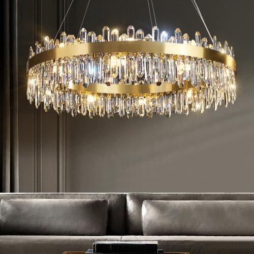 Living room chandelier round dining room bedroom modern crystal hanging lamp rectangle kitchen island indoor lighting