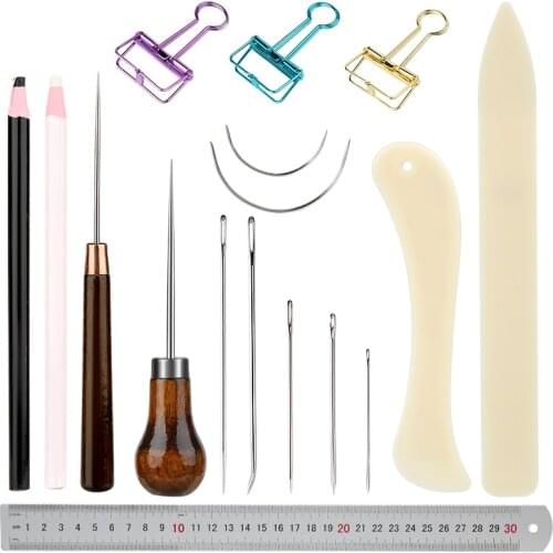 LMDZ Leather Stitching Tools Set Leather Sewing Tools Bookbinding Leather for DIY Handmade Craft Supplies Sewing Needles Awl