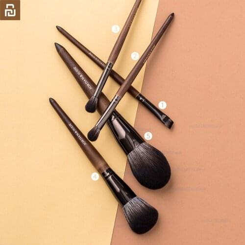 Xiaomi jordanjudy Makeup brush set Nylon hair Imitation sandalwood handle 5pcs Loose powder blush eye shadow brush in stock