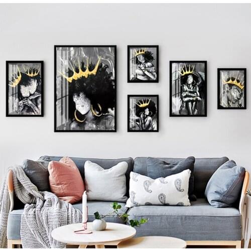 Print Wall Pictures For Living Room Club Africa Angel Queen Black Girl Boy Nordic s And Prints Wall Art Canvas Painting