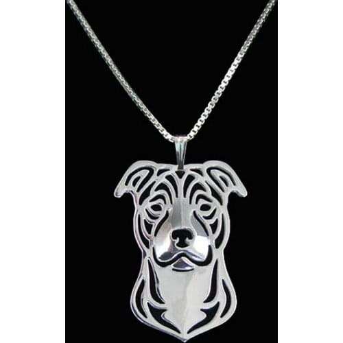 Staffordshire Bull terrier necklace cartoon dog jewelry for women golden two colors plated