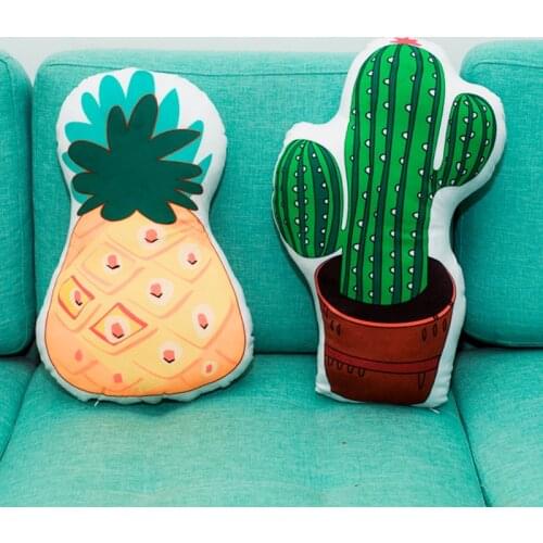 Natural Pineapple&Cactus Plush Pillow Soft Double Printing Plants Stuffed Toys Home Sofa Decoration Doll Cushion Friends Gifts
