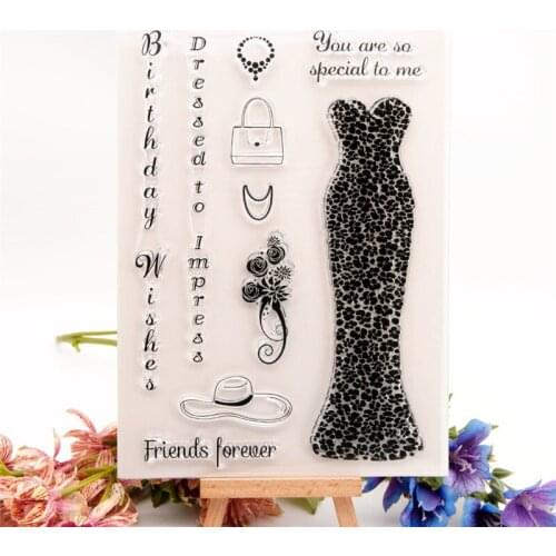 15x21cm Dress SkirtTransparent Seal Clear Stamps Silicone Seal TPR Halloween Christmas Roller Stamps DIY Scrapbook Album Card