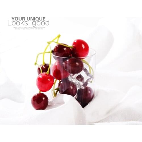 INS Photography Props 1 Pair Simulated Cherry Artificial Red Model Fruit for Photo Studio Photography Background DIY Decoration