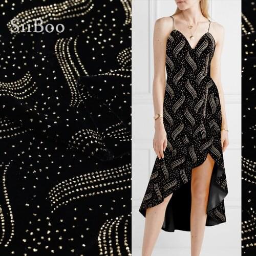 Siiboo bronzed 100% natural silk velvet fabric for women blazer dress Italy Luxurious style sp6325