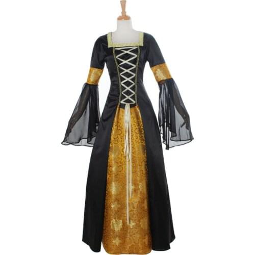 Medieval Victorian Chiffon Gothic Dress Lace-up Trumpet Sleeve Cosplay Maxi Dresses One Pieces Custom Made