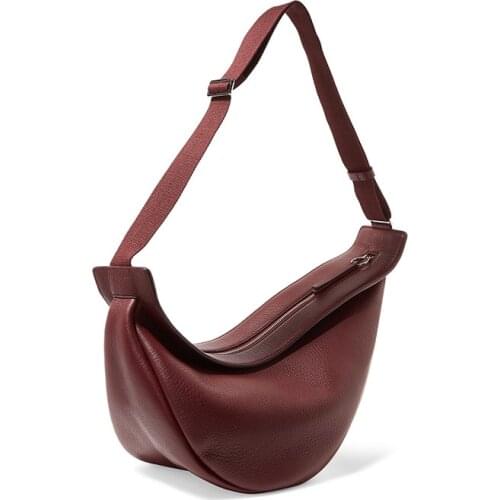 New PU Leather All Match Shoulder Bag for Woman 2021 Wide Single Strap Solid Half Moon Crossbody Chest Bag Zipper Ladies Handbag