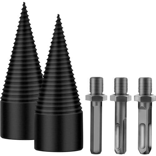 Log Drill Bit,Removable Wood Splitter Screw with Square Shank,Heavy Duty Drill Screw Cone Driver for Hand Drill Stick
