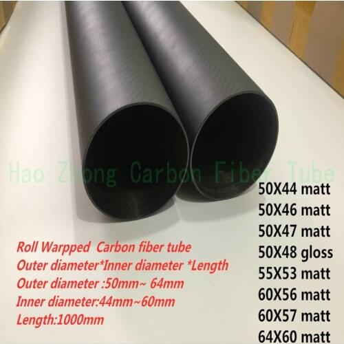 3k Carbon Fiber Tube 50mm 55mm 60mm 64mm X1000mm(1M) Roll Wrapped PoleLight Weight, High Strength,High Corrosion Resistance