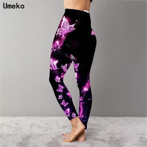 Umeko High Waist Leggings Push Up Leggins Butterfly Print Women Fitness Running Gym Pants Energy Leggings Sport Girl Leggins