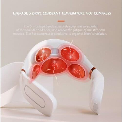 5 Heads Electric Neck Massager EMS Electric Pulse Smart Neck Massager Cervical Pain TENS Cervical Massager with Remote Control