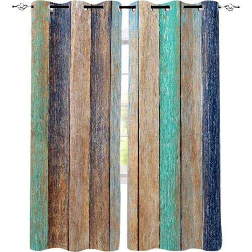 Vintage Wood Texture Window Curtains for Living Room Bedroom Kitchen Window Treatments Home Decor Cortinas