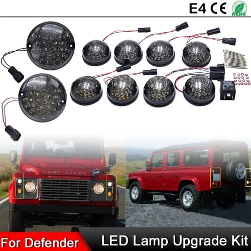 10pcs Smoked lens Rear Fog Lamp Reversing Light Complete LED Lamp Upgrade Kit For Land Rover Defender 1990-2016