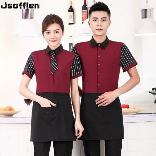 Western Restaurant Waiter Uniform for Man Hotel Food Service Overalls Summer KTV Waitress Uniform Cafe Work Shirt Chef Jacket