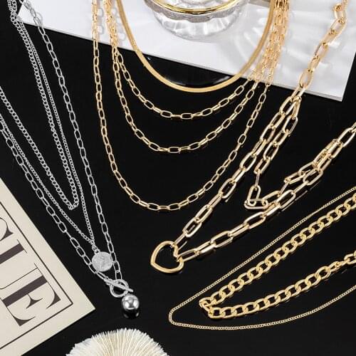Goth Retro Golden Portrait Chain Lock Pendants Necklace For Women Heart Hollow out Pendants Necklaces 2021 Trend New Jewelry