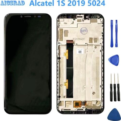 5.5" For Alcatel 1S 2019 5024 OT5024 LCD Display Touch Screen Digitizer Assembly Replacement for 5024D 5024A with frame+Tools