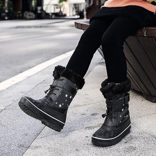 Grils winter Boots for children Kids boot Kids waterproof and sand-proof cotton shoes black shoes for girls winter boot