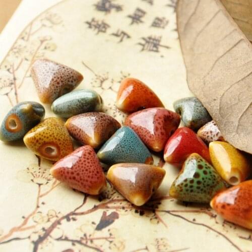 10pcs/Lot Multicolor Triangle Ceramic Beads Spacer Loose Beads For Handmade Jewelry DIY Accessories Beading