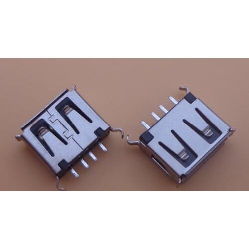 100PCS Female USB PCB Connector Socket, USB Jack Plug Type A Female Vertical Socket Connector 180 Degrees 4 Pin Plug