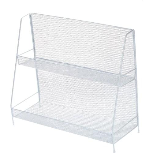 2-Tier Basket Storage Organizer Metal Mesh Organizer for Bathroom Countertop Storage Kitchen Spice Rack Counter Storage Shelf