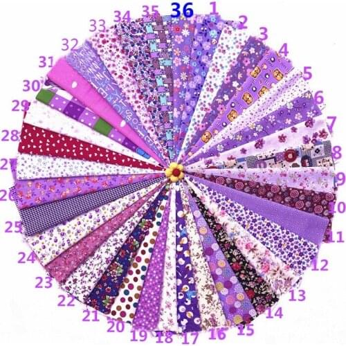 36 color mixed purple flower Printed cotton Fabric for Handmade Sewing Patchwork Curtain Needlework DIY craft 20*30cm Wh