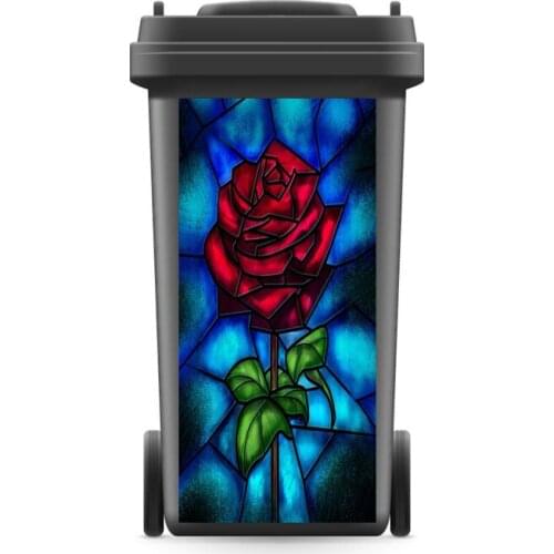 3D Rubbish Bin Sticker Glass Rose Wallpaper mural Wall Print Decal Removable Wall Mural Photo self adhesive Kitchen Accessories