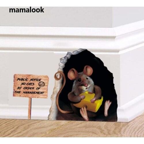 3D Cheese Mouse Hole Wall Stickers For Kids Rooms home decor Decals Vinyl Art Mural living room Decoration Baseboard wallpaper