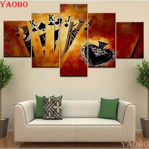 5D diamond painting kit full square round pictures of rhinestones diamond embroidery 5 Panel Playing Cards diamond mosaic decor