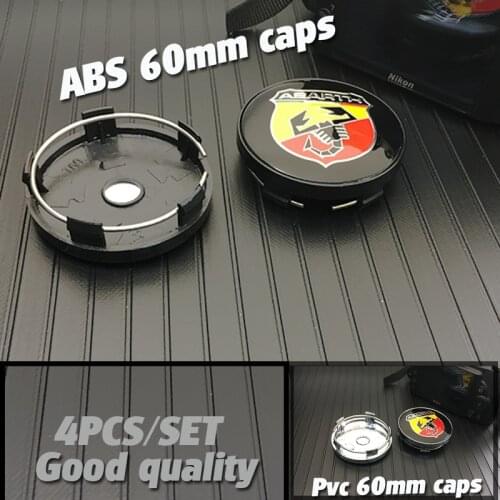 4pcs/set ABS Car Accessories Car Wheel Hub Caps Auto Decals 2.36" 60mm Wheel Covers for Abarth 124 125 500 Badge Emblem Sticker
