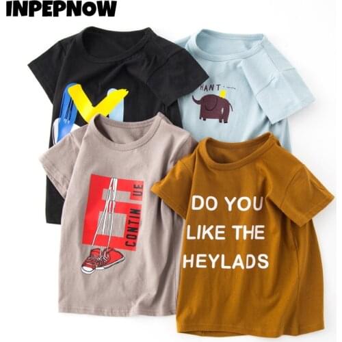 INPEPNOW Oversized Child T-shirts for Girls Boys T Shirts Kawaii Cotton Baby Clothes for Teenagers Short Sleeve Top Tees DX109
