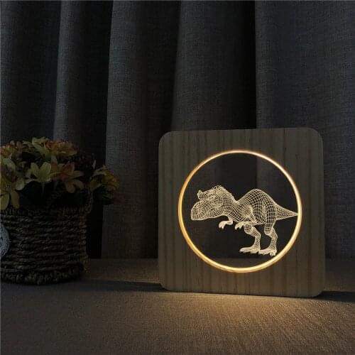 Dinosaur 3D USB LED Arylic Night Lamp Table Light Switch Control Carving Lamp for Childrens Room Decoration Dropshipping