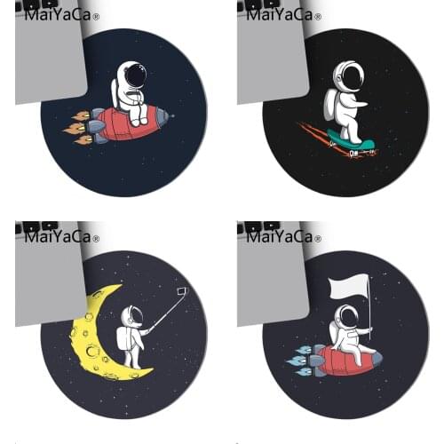 MaiYaCa Space astronaut Keyboard Gaming MousePads Anti-Slip Laptop PC Mice Pad Mat 220x220mm Circular Mouse Pad
