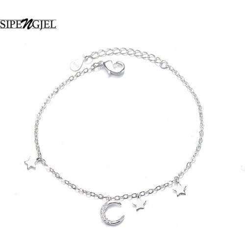 Trendy Zirconia Silver plating Star Moon Bracelets Fashion Korean Adjustable Bracelets For Women Girls Jewelry 2020