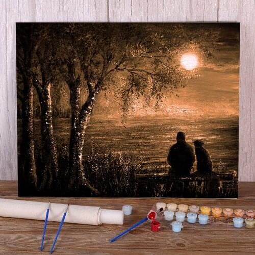 Natural Scenery Moon Watching DIY Painting By Numbers Package Oil Paints 50*70 Canvas Painting Decorative Handiwork