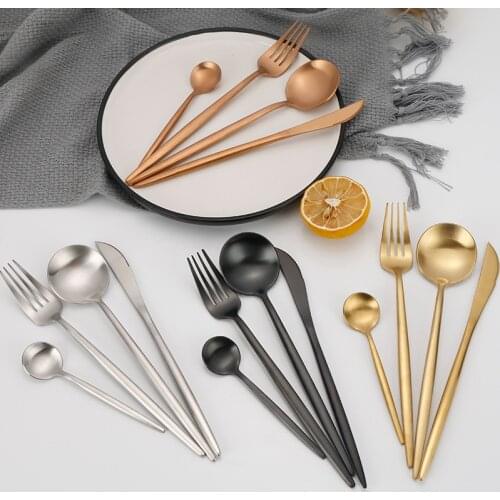 Rose Gold Tableware Set Stainless Steel Cutlery Set Western Food Tableware Luxury Fork Teaspoon Knife Cutlery Set fork spoon