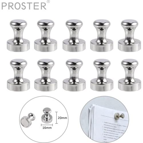 PROSTER 10PCS Neodymium Magnet Push Pins 20 mm Stainless Steel Strong Magnetic Push Pin Cones Thumbtack for Map Office Kitchen