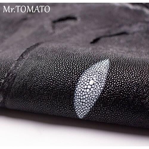 Leather craft Genuine Stingray Natural Manta Ray Fish Skin DIY Leather Craft Watch Belt Knife bag Handle standard Material black