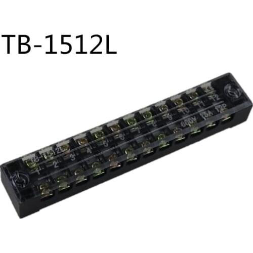 1Pcs 600V 15A Dual Row 12 Position Barrier Screw Terminal Block TB-1512