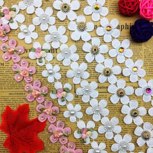 1 Yard Braid Fights White Ribbon Roses Flowers Pearl Lace Fabric Trim Ribbons Trimmings Sewing Craft Wedding Clothes Child Dress