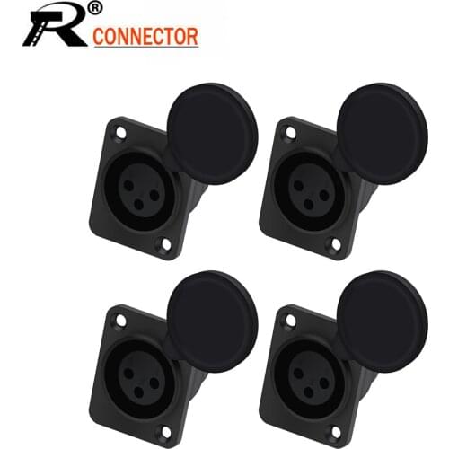 10pcs/lot 3Pin XLR Female Socket Panel Mount Chassis Microphone MIC Connector with Protecting Cover Soldering