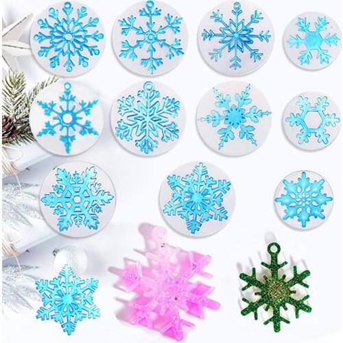 11Pcs Snowflake Pattern Silicone Mould For Christmas Tree Decoration Ice Flower Resin Epoxy Casting Mold DIY Handmaking Supplies