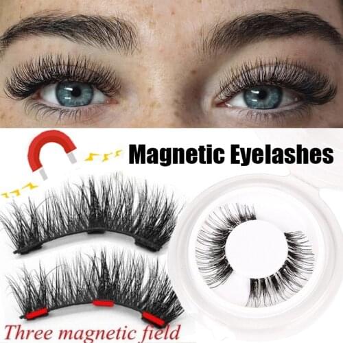 3D Magnetic False Eyelashes Handmade Long Thick False Eyelashes Eye lash Extension 3 Magnets Magnetic Lashes Makeup Tools