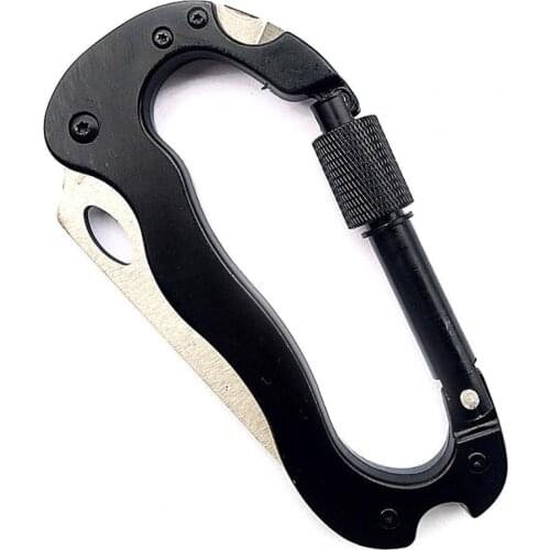 5 in 1 Outdoor Survival Multifunctional Foldable Knife Carabiner Knife Screwdriver Hook Keychain Knife D Hook Hiking Accessories