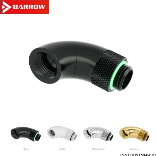 Barrow G1/4" Dual Rotary 360 /90 Degree Rotary Extension Adapter Water Cooling Fitting,White Black Silver Gold, TSWT902-V1